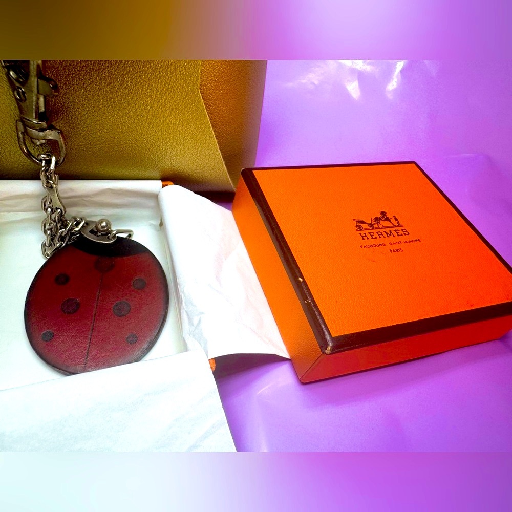 Hermès Ladybug Charm Sterling Silver & Leather – Vintage RARE with Box - Picture 3 of 9